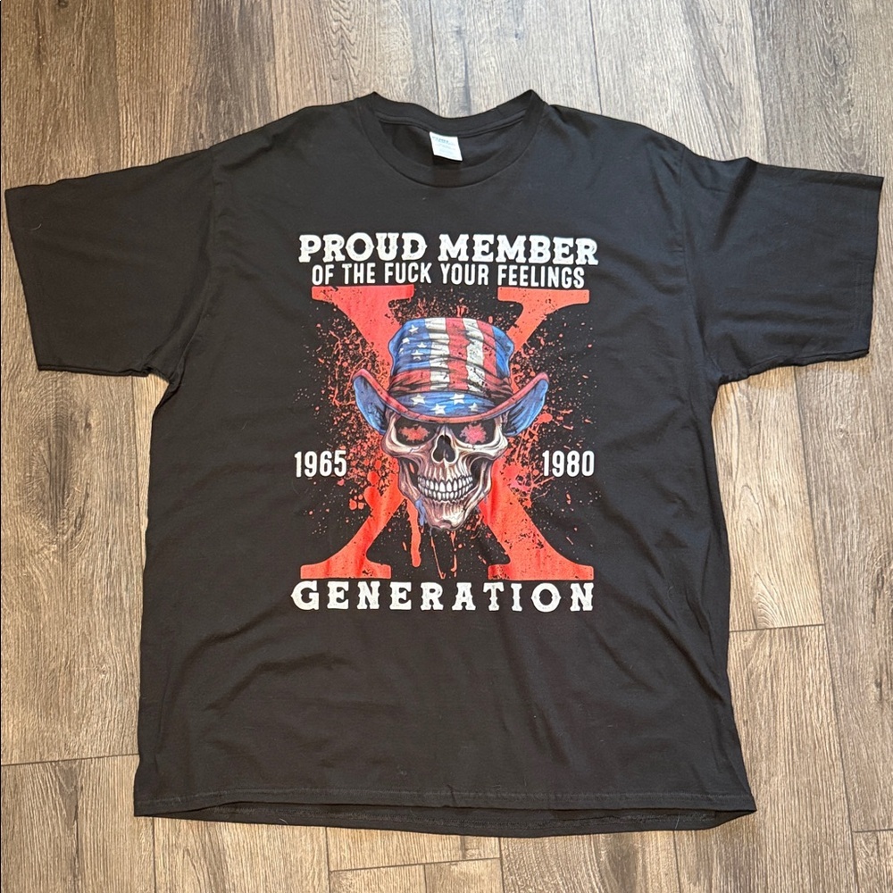 Black Graphic T-Shirt with Skull Design
